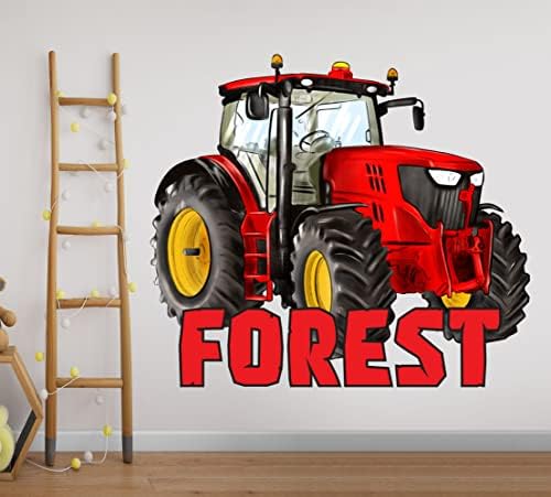 CARINSKI IME Zidne naljepnice - traktorska zidna naljepnica - Djeca naziva zidne dekor - zidne naljepnice za djecu spavaću sobu - personalizirani zidni dekor traktora