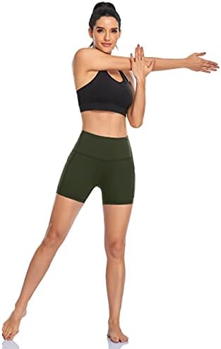 DF-akcija Ženskih visokih struka Workout Joga Hotchas s džepovima, ne vidi kroz temmu kontrolu atletski trkački šorc