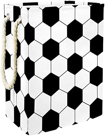 Korpa za veš fudbal Fudbal crna bijela boja sklopiva platnena korpa za odlaganje veša sa ručkama odvojivi nosači koji dobro drže vodootporne za organizaciju igračaka u vešeraju spavaća soba