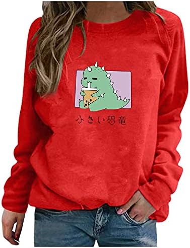 IYBWZH ženska slatka dinosaura tiskara dukserica pulover bluza u boji