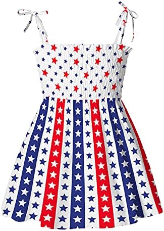 HHSEYEWELL CUSICS CASETE DRESS USA 4. srpnja Star Stripes Ispisuje odjeću za zabavu bez rukava za djecu za bebe