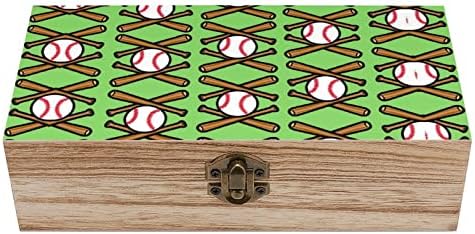 Nudquio bejzbol uzorak Drvena kutija za pohranu s retro bravom za nakit Fotografije CHACKESSAKES poklon ukrasni