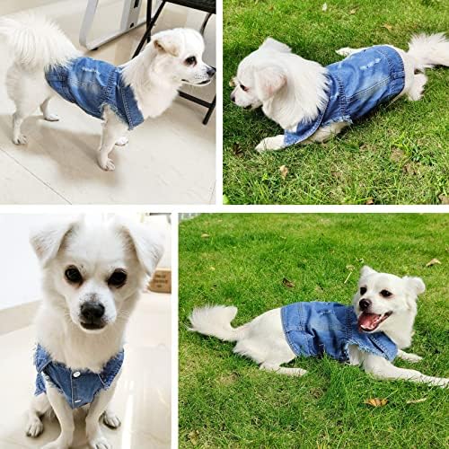 LKEX pseća jakna plava štenad traper kaput cool rever prsluk kostimi slatke djevojke kućne košulje za male pse mačke meke zimske jakne