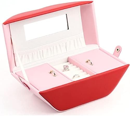 Uxzdx cujux nakit kutija prijenosni prsten ogrlica ogrlica nakit za skladištenje kožnih crvenih usna gledati nakit organizator