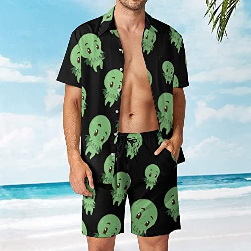 Slatka mala cthulhu muške havajske majice i hlače s kratkim rukavima i hlače Ljetna plaža Outfits labavi fit trenerka