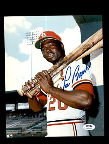 Lou Brock PSA DNK potpisao je 8x10 Fotografski kardinali za fotografije - autogramirane MLB fotografije