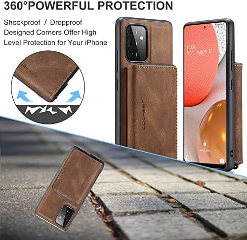Zaštitna futrola 2 u 1 odvojivi novčanik za Samsung Galaxy A52 5g / A52S, koža tanka udarna posuda za povratak, magnetni štand zaštitni patentni zatvarač novčanik kućišta w držač kartice + novčanik CL CL