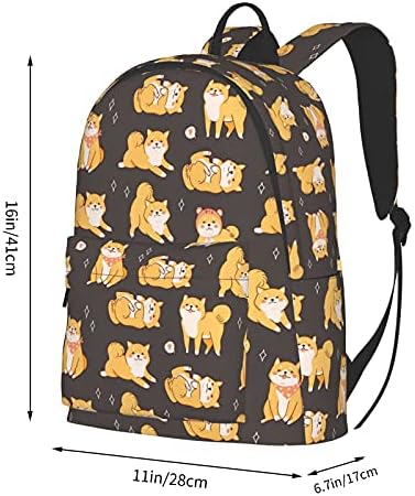 Fehuew 16 inčni ruksak slatki psi shiba inua laptop ruksak puni tisak školske torbe na rame za putovanja