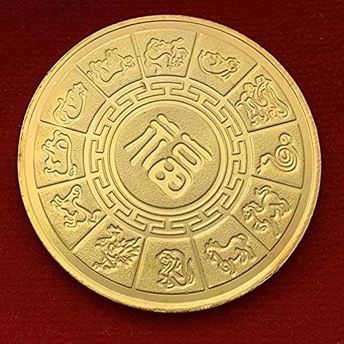 2021 kineski zodijak Xin Chou Bull tanki pozlaćeni komemorativni medaljinski zanat zlatni novčić kovanica kovanica Kopiraj Suvenir