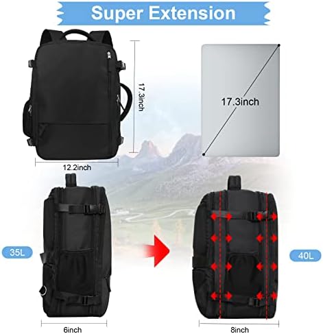Extra Veliki ruksak za putovanja AS Osobe za ličnost, 40L Nosač na ruksaku, 17 inčni ruksak za laptop, vodootporan ruksak, izdržljiva