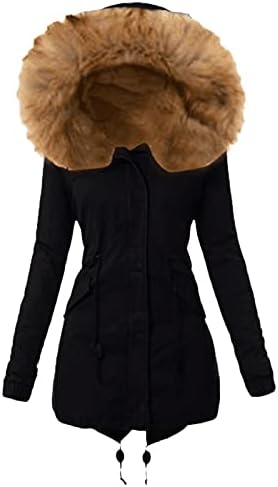 Krzno obložen topli čvrsti kratki struk Parka Ženski kapuljač dugih rukava kaputi za odmor Plus size zimski fit džepovi kaput