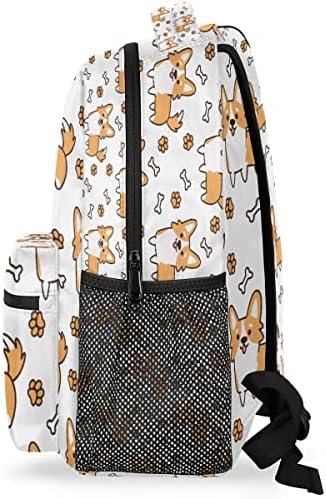 Djyqbfa Lovely Corgi šape i ruksak za kostiju za dječake, školska torba za životinje za pse za putovanje Pješačenjem Svakog fakulteta