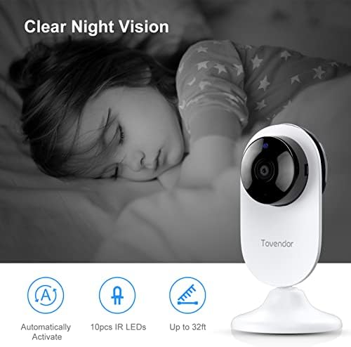 Tovendor 2pc mini pametna kućna kamera, 1080p 2.4G WiFi sigurnosna kamera širokokutni monitor Nanny Baby PET monitor s dvosmjerne