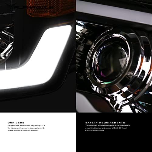 Alpha sove 8711378 projektor farovi sa Switchback sekvencijalni LED Bar & Startup svjetlo-Crna Amber odgovara 2004-2008 Ford F150