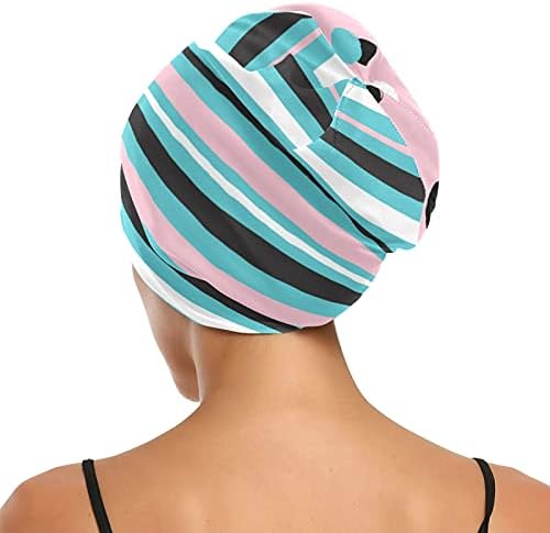 Sjemenska radna kapa za spavanje Honet Beanes Geometric Striped za ženska kosa za kosu noćni omot