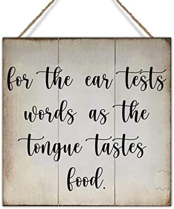 Swavecat rustikalni drveni umjetnički znak za testove uha riječi kao jezik ima ukus prehrambeni znak Vintage Farmhouse zidni viseći