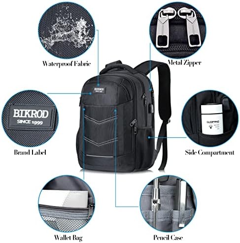 Ruksak za muškarce, izdržljiv putni ruksak za Laptop sa USB priključkom za punjenje odgovara laptopu od 15,6 inča, vodootporna kompjuterska