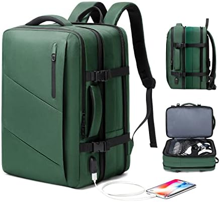 Victoriatourist Travel Backpack, Extra Veliki 35L Proširivi nošenje na ruksaku za žene Muškarci sa USB priključkom za punjenje, vodootporna