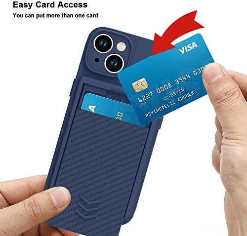 Mzelq novčanik za iPhone 14 futrola, sakrij push-povlačenje držača za zaštitu kamere Luksuzni poklopac + zaštitnik ekrana, kućište za karticu ELEGANT IPHONE 14 Telefonska futrola -Blue