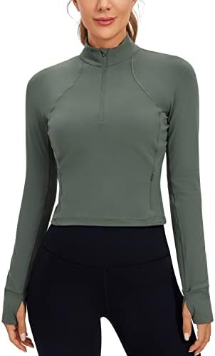 CRZ Yoga ženski majica s dugim rukavima s dugim rukavima, pola zip pulover dukserica atletski obrezan vrhovi trkačka košulja