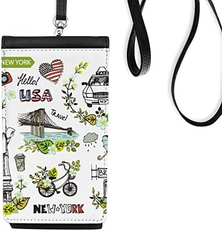 Proljeće Liberty New York Amerika Graffiti Telefon novčanik torbica Viseća mobilne torbice Crni džep