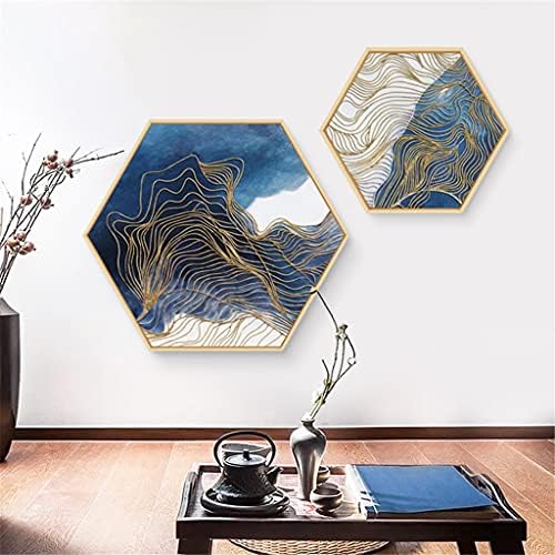 CHYSP Nordic minimalistički stil plavi apstraktni šesterokut dekoracija dnevne sobe Slika linija slika umjetnička koncepcija Mural