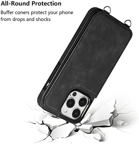 ZTOFERA dizajnirana za iPhone 14 Pro Max,Crossbody torbica za novčanik sa podesivom odvojivom trakom, kožni držač za kartice zaštitni
