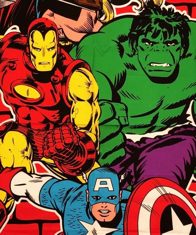 Strip Heros u akciji pamučne tkanine Panel-Kapetan Amerika Hulk Thor & Čelični čovjek 35 X 44 visok