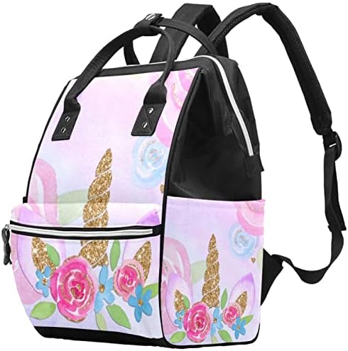 Guerotkr putni ruksak, torba za pelene, ruksak peleneri, ružičasti cvijet životinjski jednorog uzorak