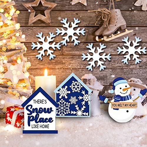 6 komada Božićni slojevito ladici Dekorativni snjegovinski drveni snjegovini zanati Creative božićne desktop ukrase za kućni ukras