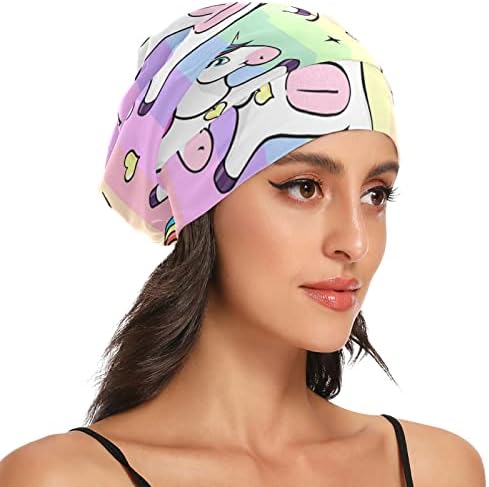 Ženska moda Beanie lobanja kapa poklopac kose poklopca za kosu, fantastična jednorog dugačka elastična glava noćna kapu za spavanje