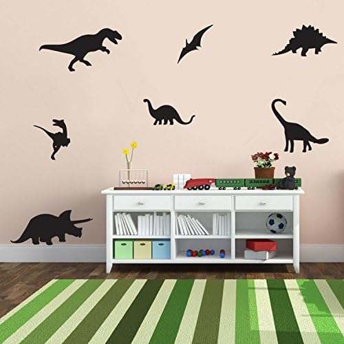 Set od 7 vinilnih zidnih umjetničkih naljepnica - dinosaurusi - 5 x 12 - Cool ljepljiva naljepnica simpatične životinje dizajn za