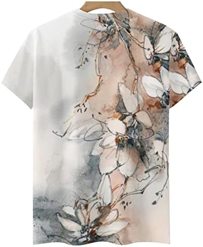 Ženske vrhove Dressy Casual, ženska cvjetna tiskana ljetna kratka rukava majice 2023 labava fit bluza, tine vani