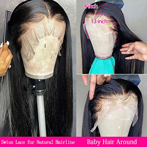 HAIRMASTER Transparent HD 13x4 čipkaste prednje perike ljudska kosa prethodno iščupana dječjom kosom brazilske ljepljive 30 inčne ravne čipkaste frontalne perike za crne žene 150% gustoća