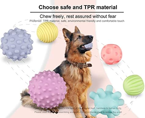 Yarconn Squeaky igračke kuglice za pse žvakanje, 6 pakovanja izdržljive kuglice za žvakanje, dobro lebdeći za pse koje igraju, plivanje,