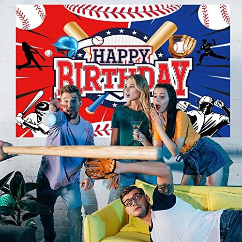 Pozadina za Sretan rođendan bejzbola crvena i plava Bejzbol Sportska dekoracija za zabave pozadina za fotografije dječaka i djece