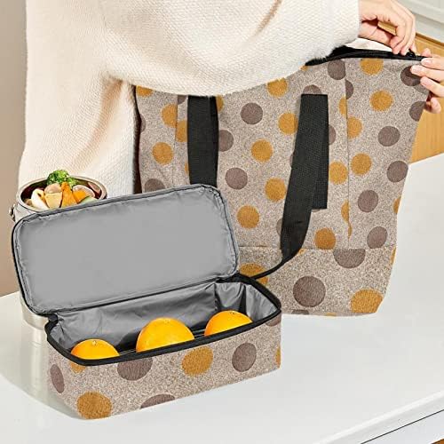 Tote bag velika torba preko ramena sa kutijom za ručak senf žuta bijela torba na točkice elegantna torbica za žene