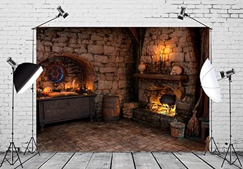 BELECO 10x8ft tkanina Spooky Witch Cottage Backdrop Halloween Magic soba vještica kuhinja kamin Magical Potion knjige Candle lobanje