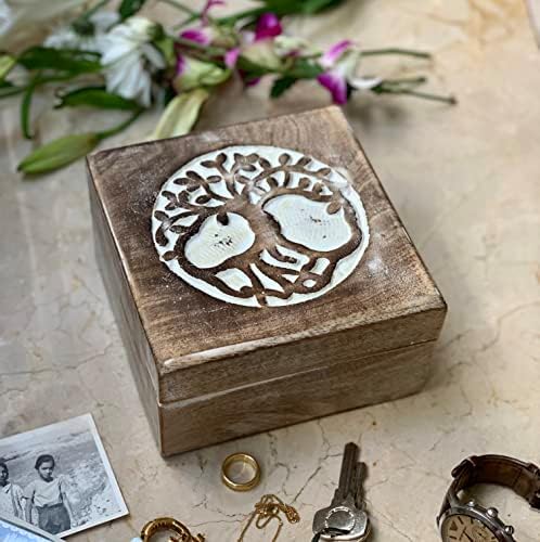 Ručno rađena dekorativna Tree Of Life Drvena kutija za nakit kutija za blago Organizator nakita kutija za uspomenu kutija za blago