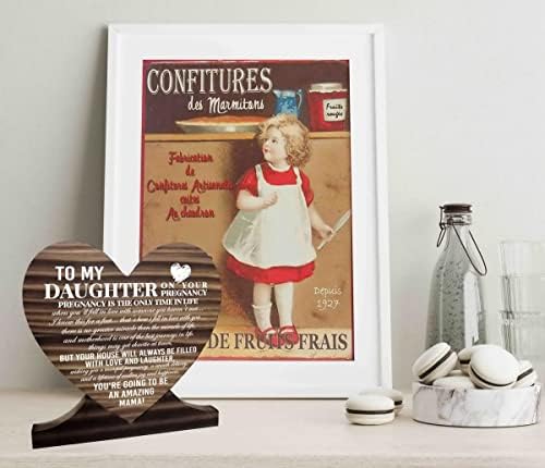 Auii Jo Design kćernu bok od tiskanog drvena ploča, dječji poklon drveni plak srca, srčani drveni znak, prema mojoj kćeri na vašim