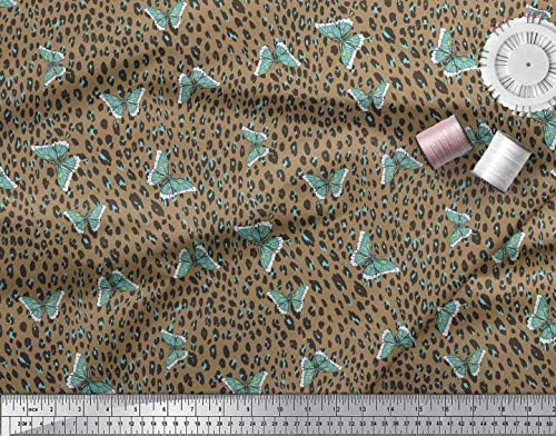 Soimoi Brown pamuk Jersey tkanina umjetnički leptir & amp ;Leopard životinja kože dekor tkanina štampane Dvorište 58 inčni širok