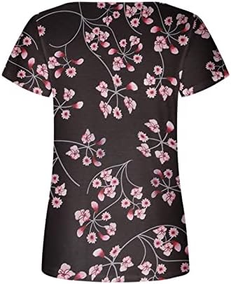 Teen Girls Lounge T Majica Jesen Ljetni kratki rukav Square Cvjetni izrez cvjetni grafički gornji majica za žene LG LG