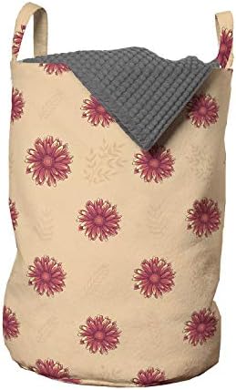 Ambesonne Vintage cvjetna torba za pranje veša, Simplistic style Daisy cvetne glave dizajnirane u toplim tonovima slika, korpa za