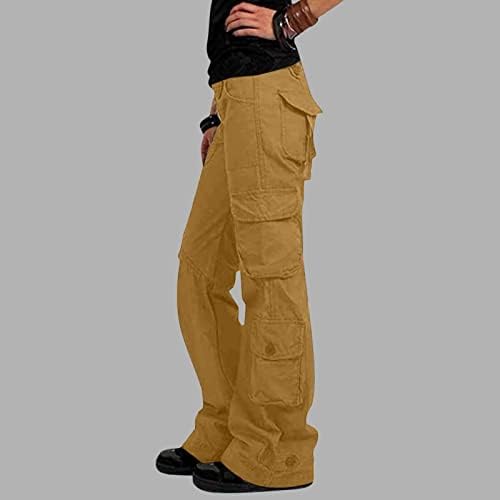 Zlovhe teretne hlače Žene High struk, Ženske vrećaste teretne pantalone sa džepovima Široke pantalone za noge Labave duge hlače Teretne