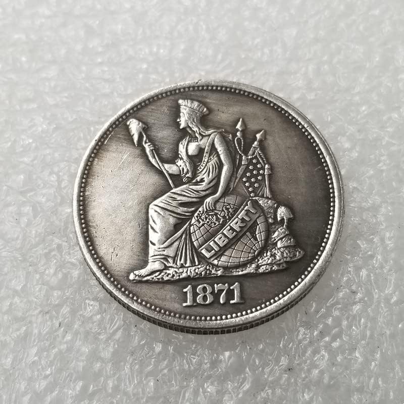 Qingfeng antički zanati 1871 50c Indijski tiara Coin bakar srebrni srebrni dolar srebrni krug 287