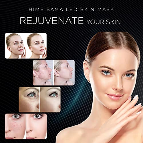 HIME SAMA LED maska za lice Light therapy, Pro 7 LED light maska za njegu kože lica, plava & amp; Maska za lice sa crvenim svjetlom
