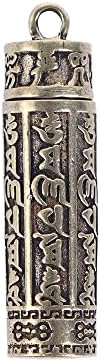 BYBYCD Mesingana ogrlica privjesak rezbarenje pisma budistički privjesak kutija za lijekove putna kutija za pilule privjesak za ključeve