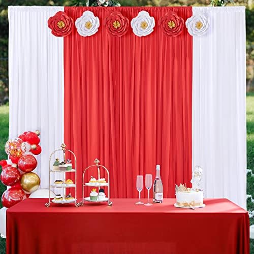 Ploče za zavjese u pozadini bez bora za zabavu, 10x10ft Bijela zavjesa za pozadinu i 10x10ft Crvena zavjesa za pozadinu