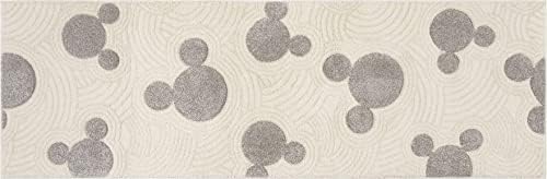 Gertmenian Disney Mickey Mouse prostirka sa teksturiranom podnom prostirkom kompleti za uređenje doma Igraonica dekor prostor za učenje tepih; 2, 5x8 trkač; Siva Bijela ikona ušiju od slonovače; 34368