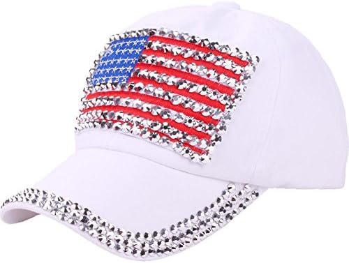 Cruoxibb USA Bling bejzbol kapu Sparkle američka kapa za zastave za muškarce Women HIP hop kape
